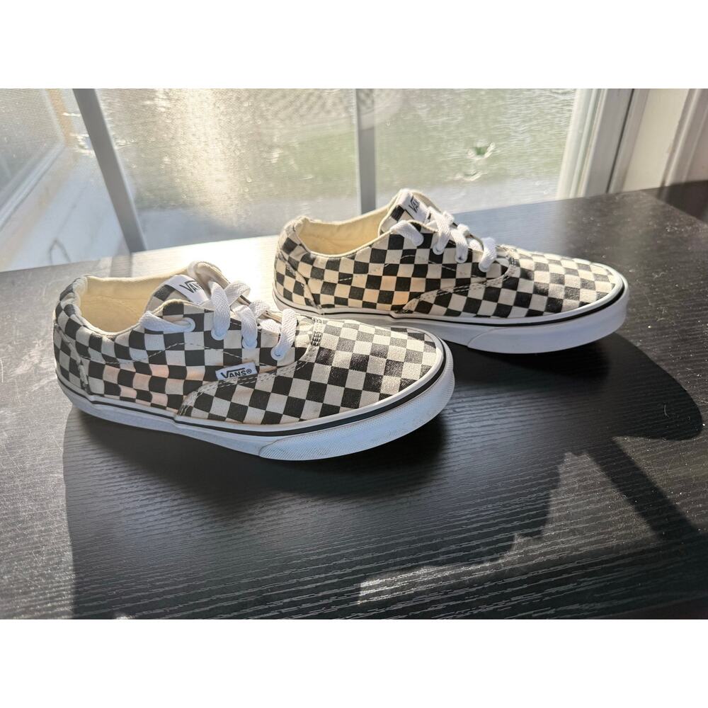 Vans Checkerboard Low Top Sneakers Black White Size 5 Women Classic Skate Shoes